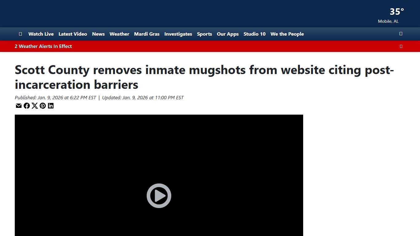 Scott County removes inmate mugshots from website citing post-incarceration barriers