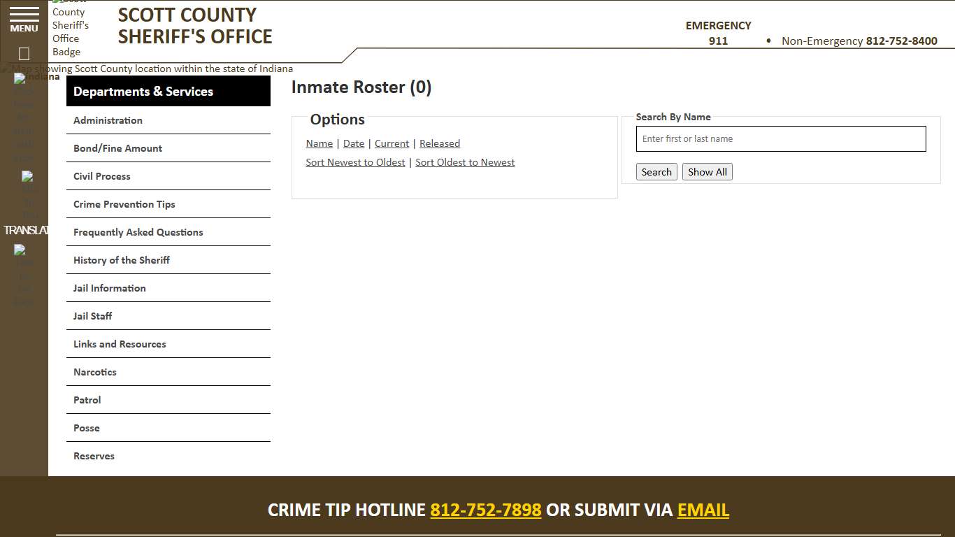Inmate Roster - Released Inmates Booking Date Descending - Scott County Sheriff - Scottsburg, IN